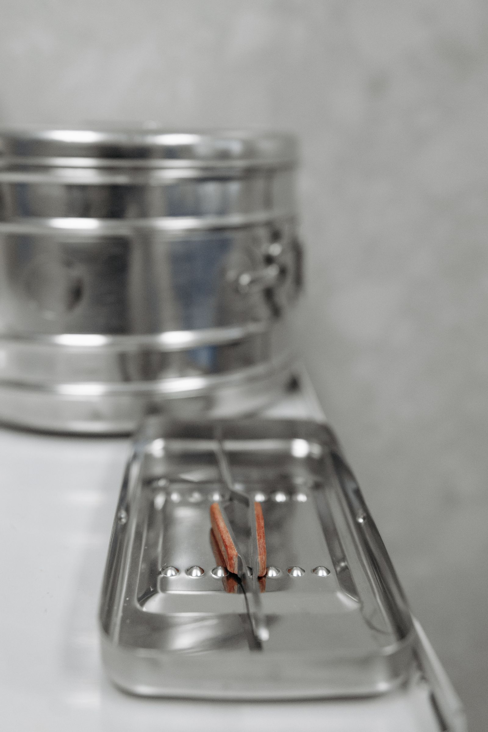 Sterile stainless steel surgical instrument trays