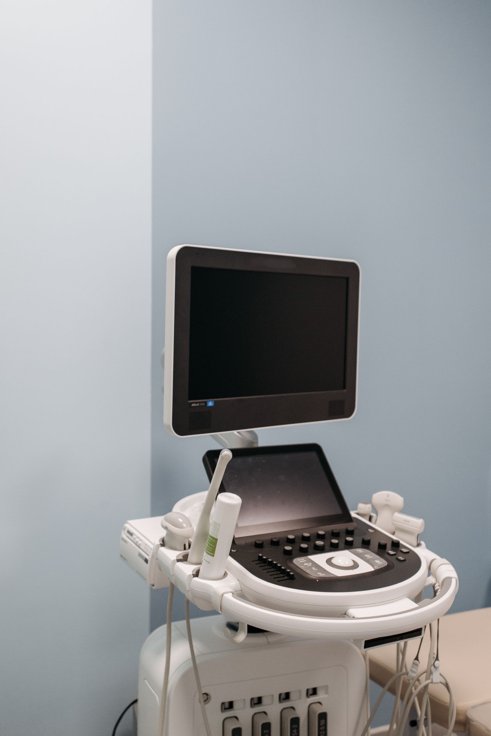 An ultrasound scanner with its monitor